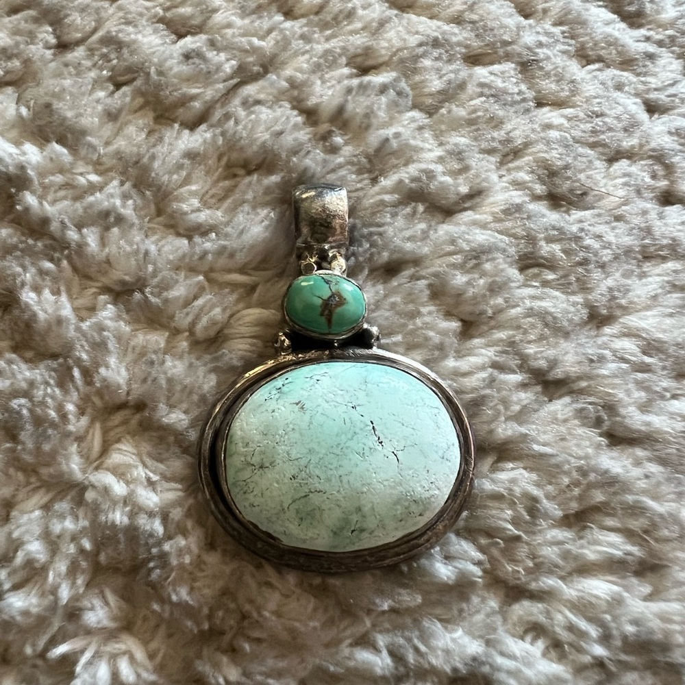 Turquoise and Silver Pendant 925 12.86 grams